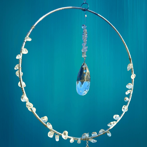 attrape soleil SUSPENSION AVEC VERRE CRISTAL et cristal de roche