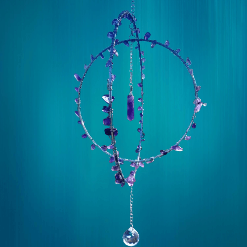 attrape soleil SUSPENSION AVEC VERRE CRISTAL et améthyste