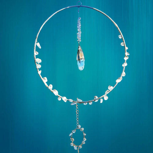 attrape soleil SUSPENSION AVEC VERRE CRISTAL et cristal de roche