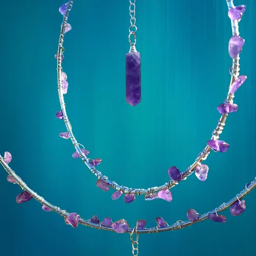 attrape soleil SUSPENSION AVEC VERRE CRISTAL et améthyste