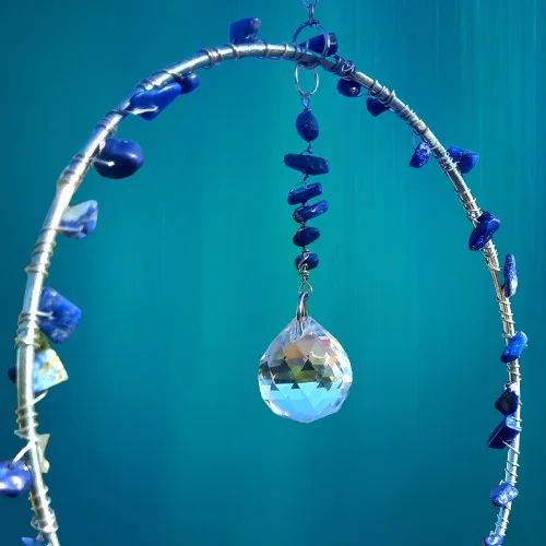 attrape soleil SUSPENSION AVEC VERRE CRISTAL et Lapis lazuli