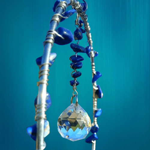 attrape soleil SUSPENSION AVEC VERRE CRISTAL et Lapis lazuli