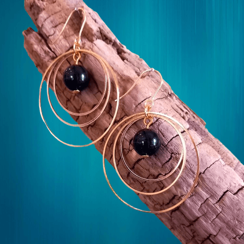boucle d'oreille en pierre naturelle en obsidienne