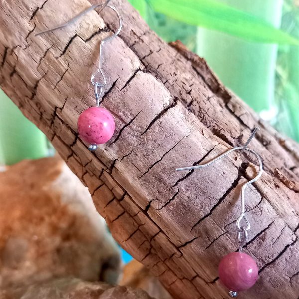boucle d'oreille en pierre naturelle en rhodonite