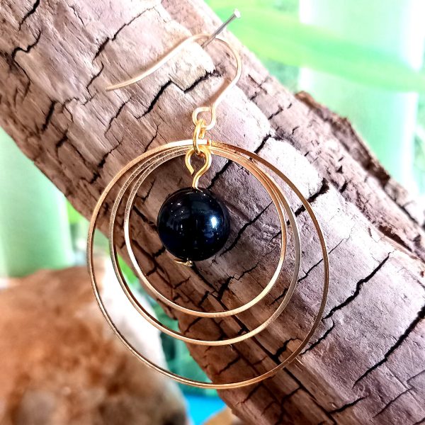 boucle d'oreille en pierre naturelle en obsidienne