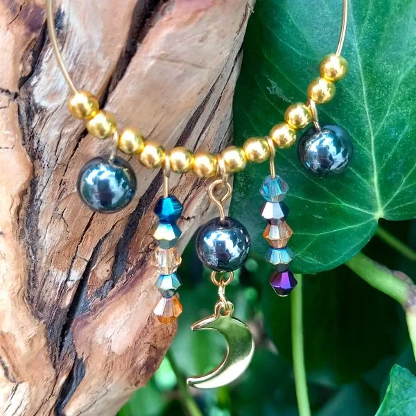 boucle d'oreille en pierre naturelle en hématite