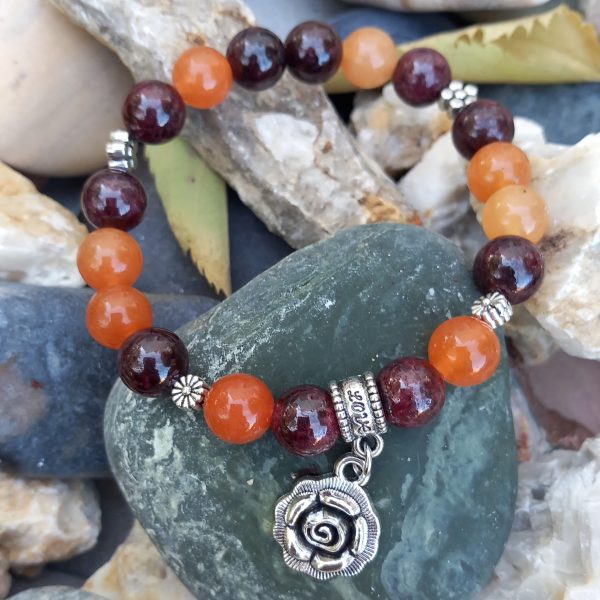 bracelet en aventurine-orange et grenat