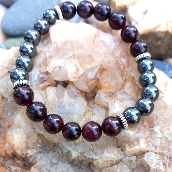 Bracelet en Hématite et Grenat