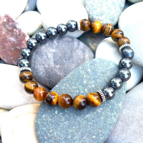 Bracelet en Hématite et oeil de tigre