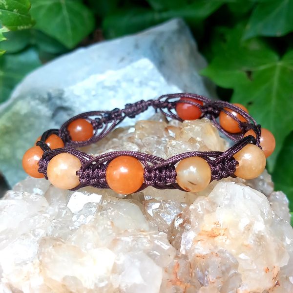 bracelet-macramé-pierre-naturelle en aventurine orange