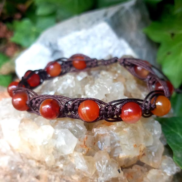 bracelet macramé pierre naturelle en cornaline