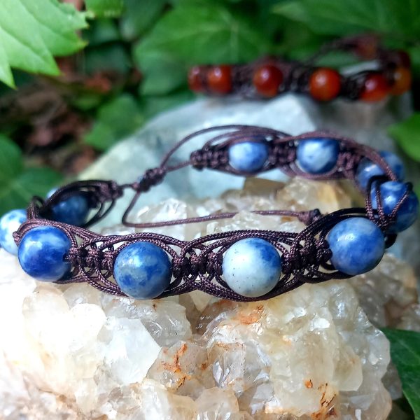 bracelet macramé pierre naturelle en sodalite