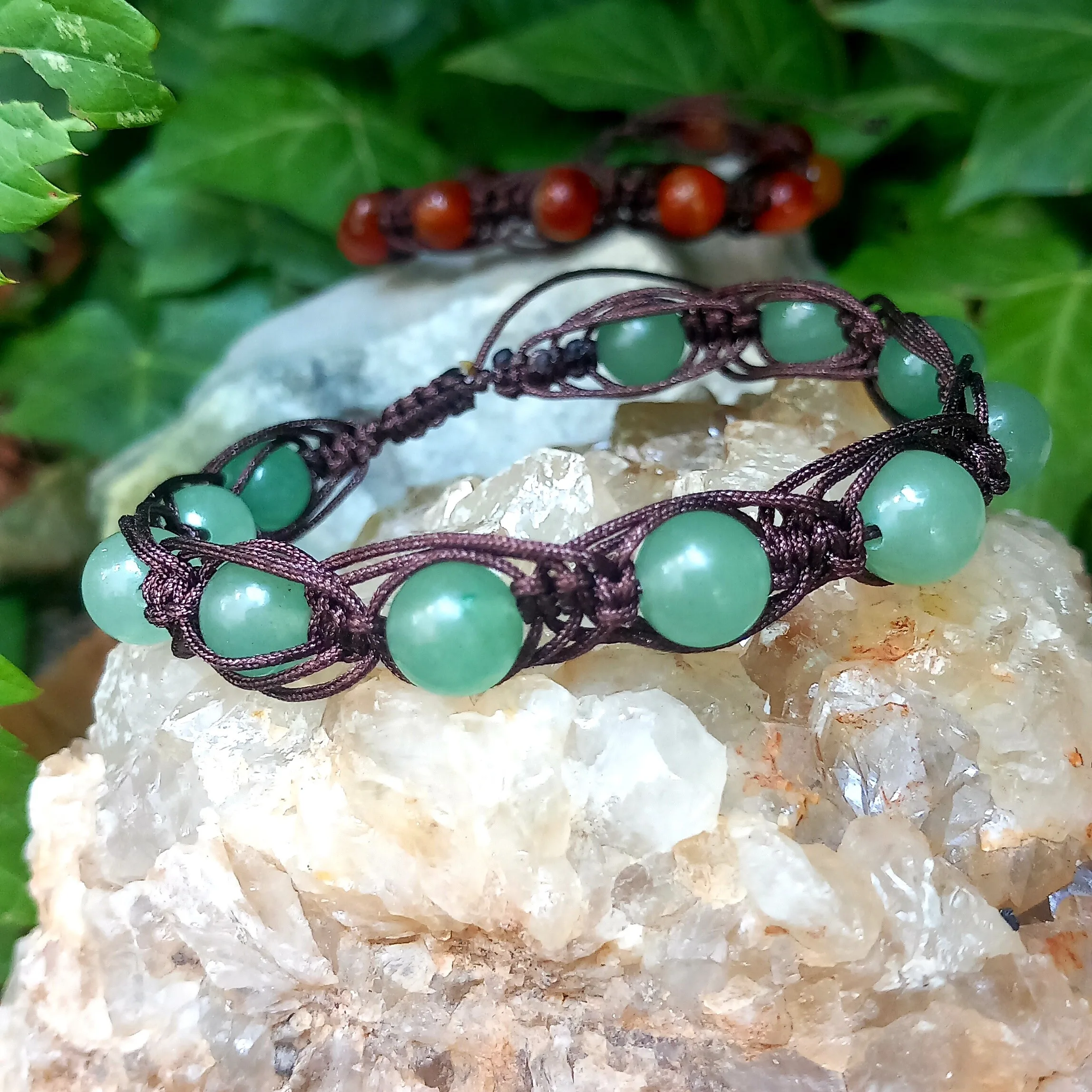 Lame-agit-bracelet-macramé-pierre-naturelle-aventurine-verte bracelet-macramé-pierre-naturelle-en aventurine-verte