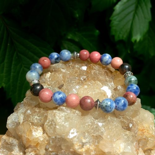 bracelet en pierre naturelle en sodalite et rhodonite