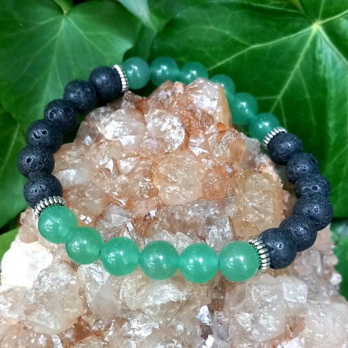 Bracelet en Pierre de lave et aventurine verte