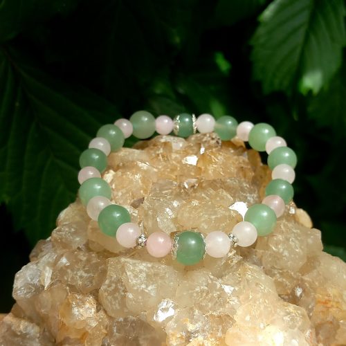 Bracelet en Aventurine verte et Quartz rose