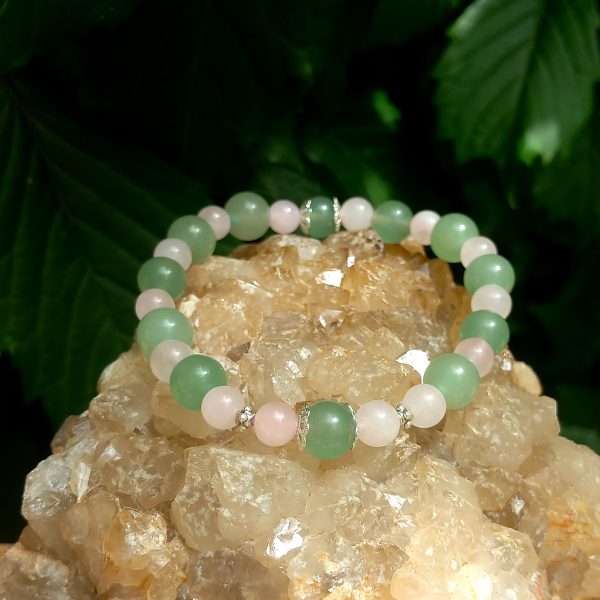 Bracelet en Aventurine verte et Quartz rose
