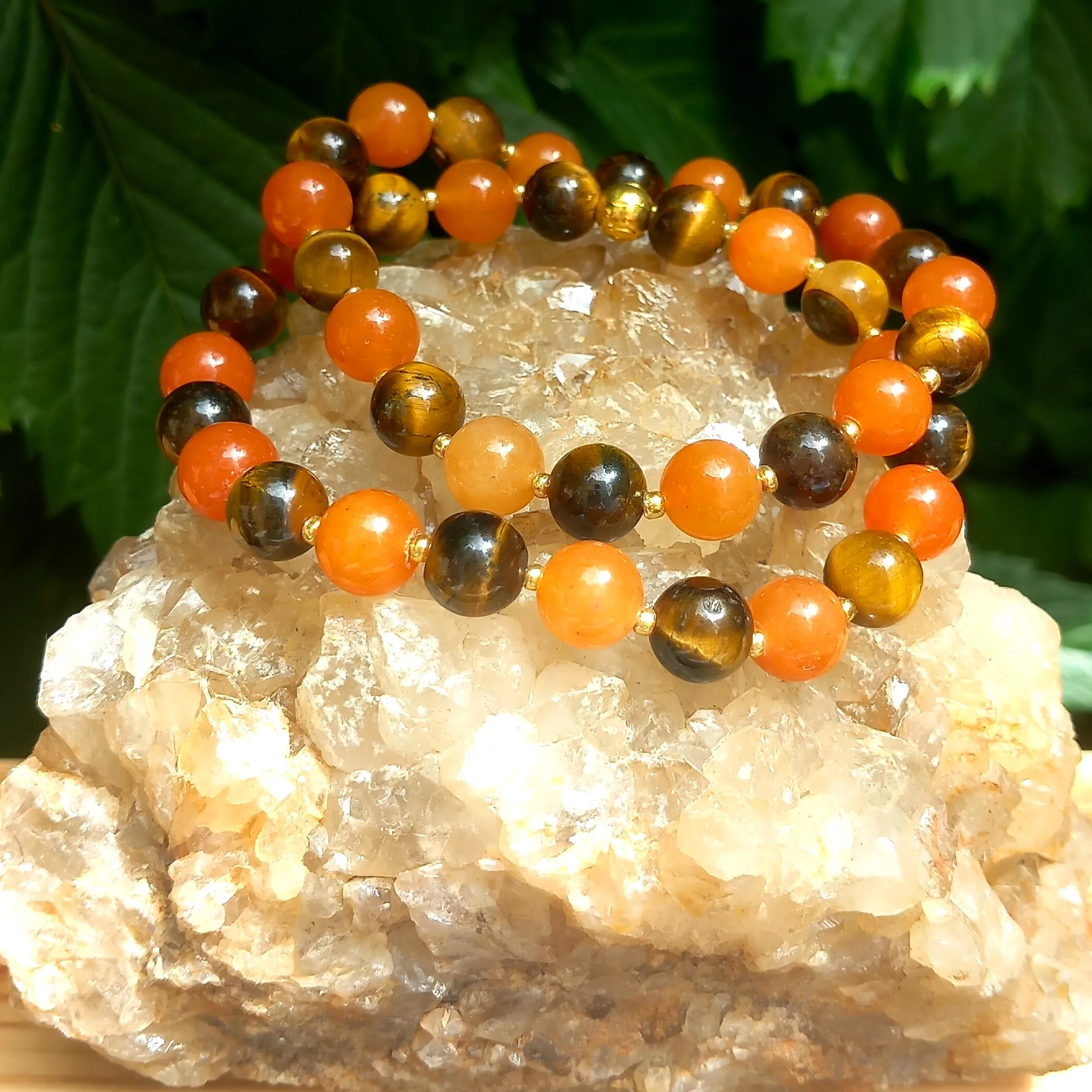 Lame-agit-bracelet-pierre-naturelle-aventurineorange-oeildetigre bracelet en pierre-naturelle aventurine orange et oeil de tigre