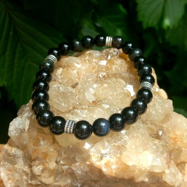 Bracelet en obsidienne, perles de 8 mm, fait main