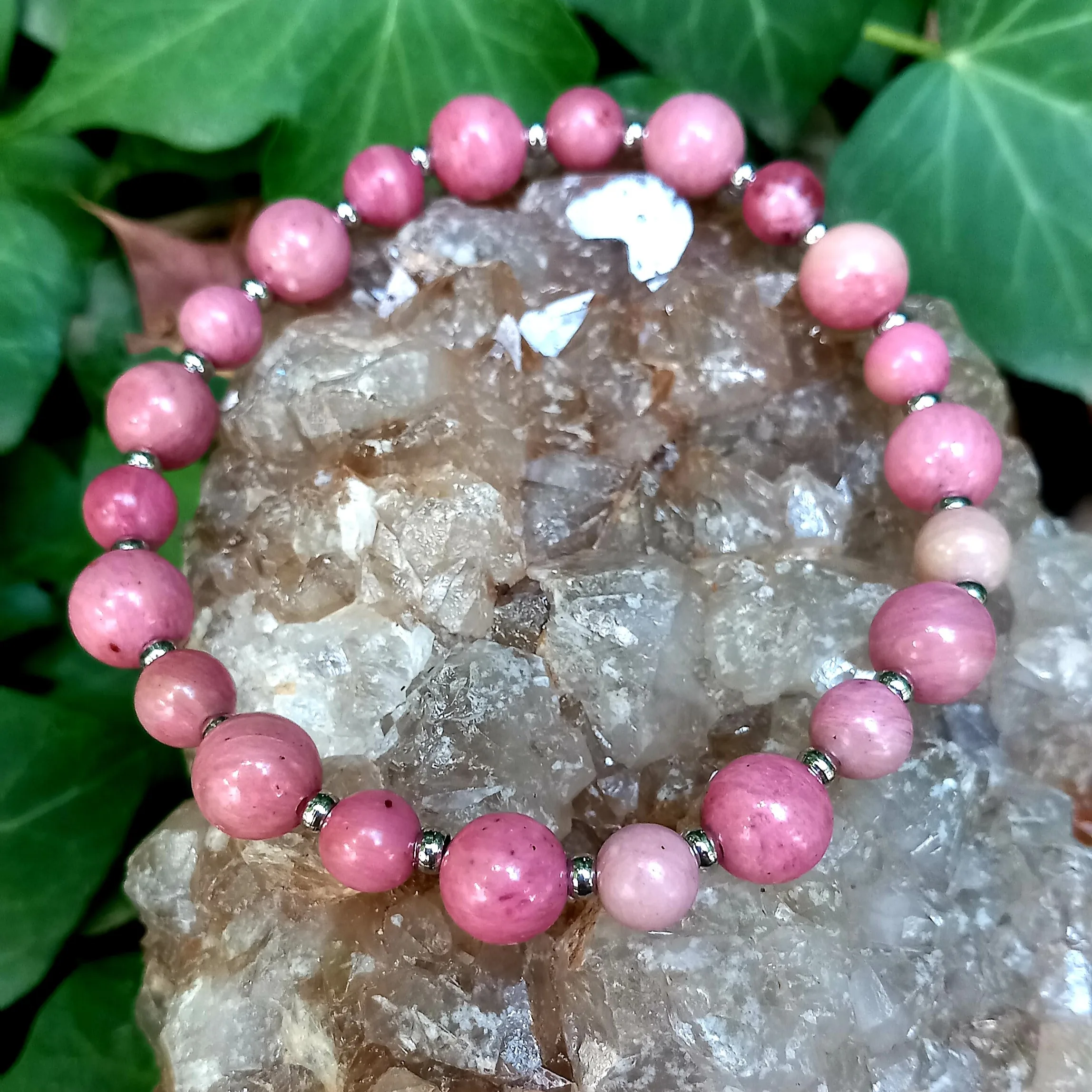 Lame-agit-bracelet-pierre-naturelle-rhodonite Bracelet en rhodonite, perles de 8 mm, fait main