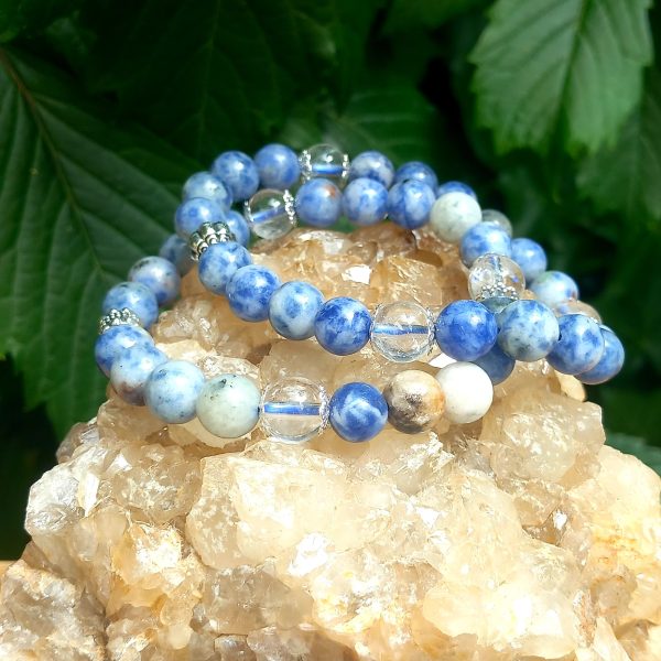 bracelet en pierre naturelle en sodalite et cristal de roche