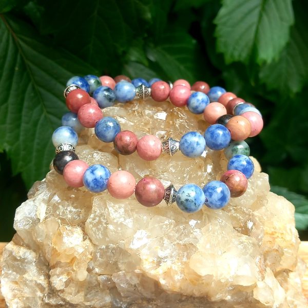 bracelet en pierre naturelle en sodalite et rhodonite