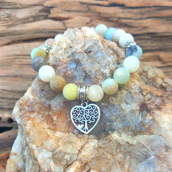 Bracelet en amazonite, perles de 8 mm, fait main