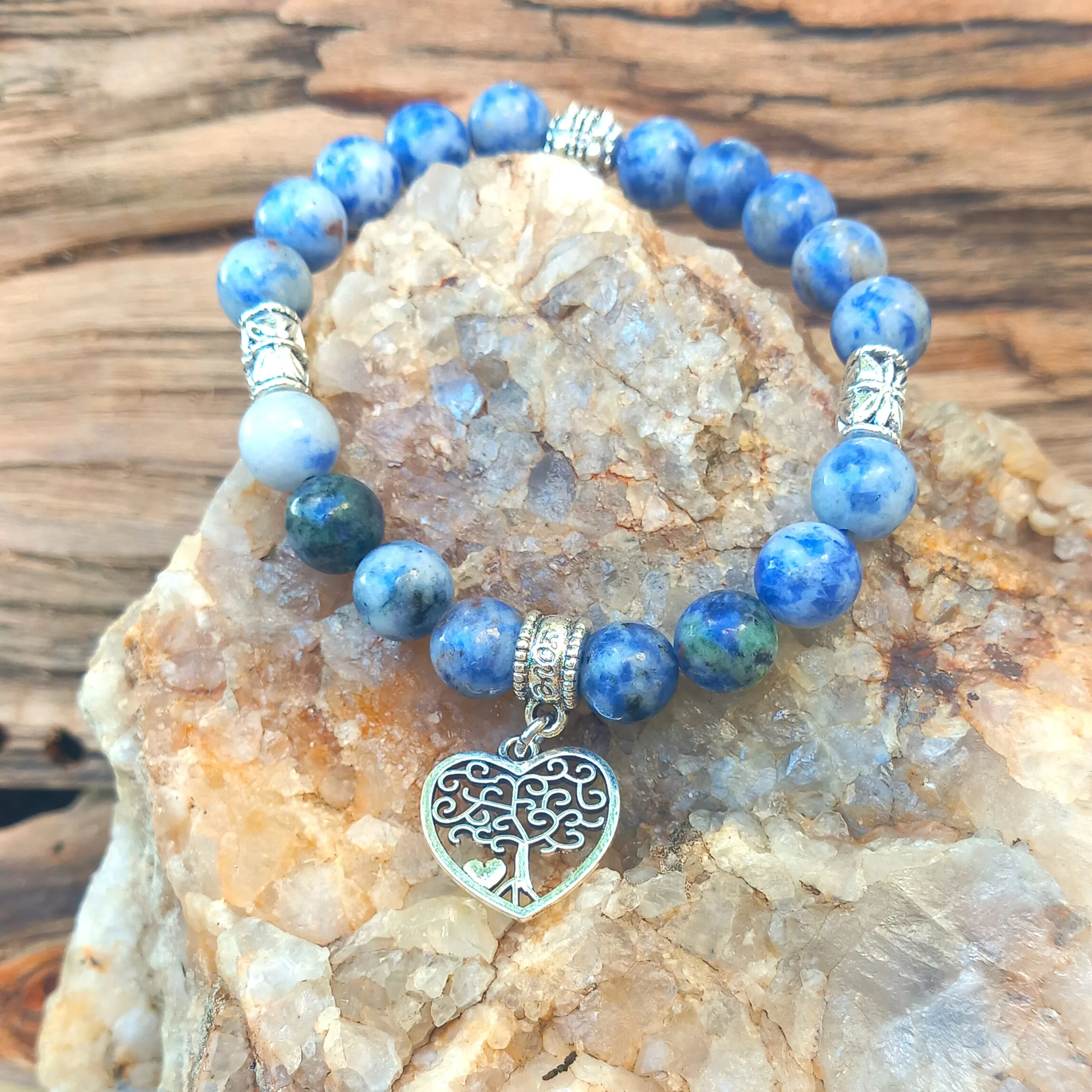 Lame-agit-bracelet-pierres-sodalite Bracelet en sodalite, perles de 8 mm, fait main