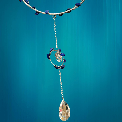 attrape soleil SUSPENSION AVEC VERRE CRISTAL et Lapis lazuli