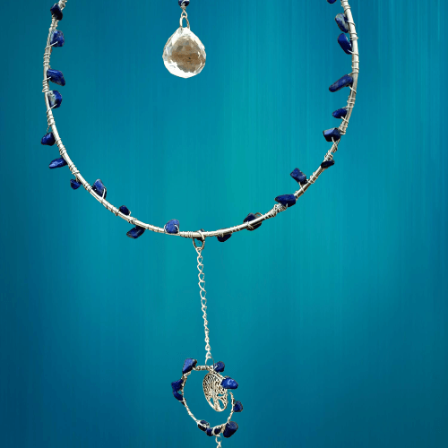 attrape soleil SUSPENSION AVEC VERRE CRISTAL et Lapis lazuli