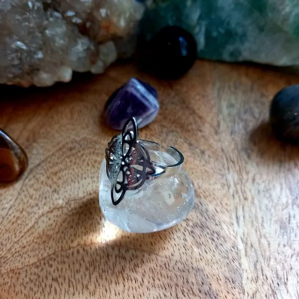 lame-agit-bague (8) bague ajustable en acier inoxydable noeud de sorciere