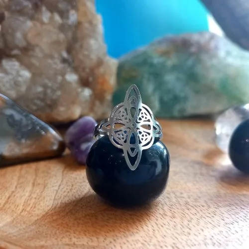 bague ajustable en acier inoxydable noeud de sorciere