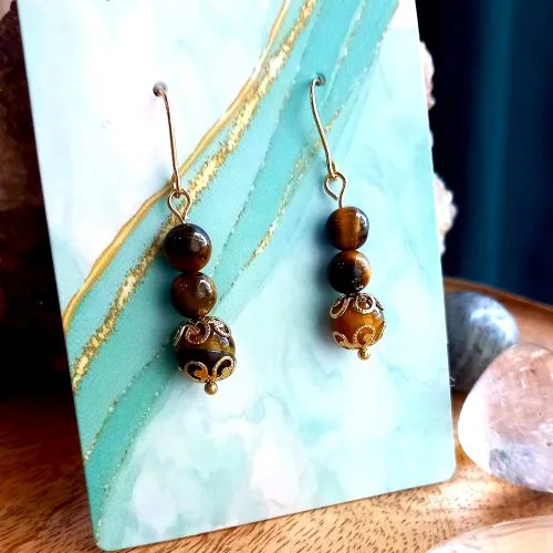 Boucles d'Oreilles en Œil de tigre