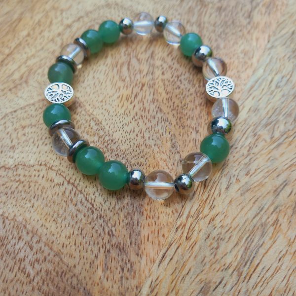 bracelet en pierre naturelle fait main en aventurine verte et cristal de roche