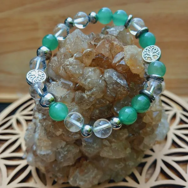 lame agit bracelet pierre naturelle en aventurine verte et cristal de roche (2) bracelet en pierre naturelle fait main en aventurine verte et cristal de roche
