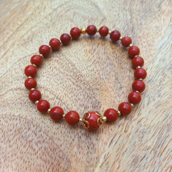 bracelet en pierre naturelle en jaspe rouge