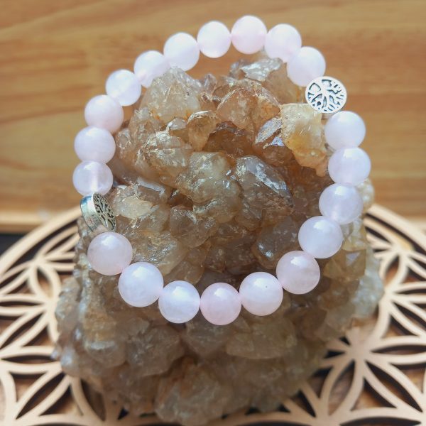 bracelet en pierre naturelle fait main en quartz rose
