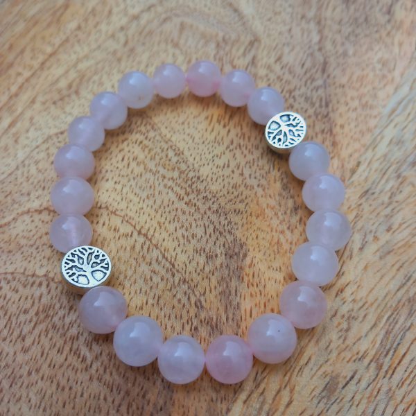 bracelet en pierre naturelle fait main en quartz rose