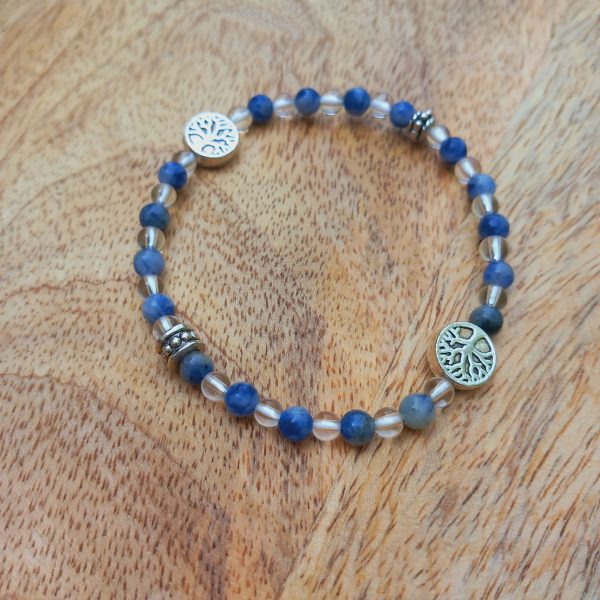 bracelet en pierre naturelle fait main en sodalite et cristal de roche