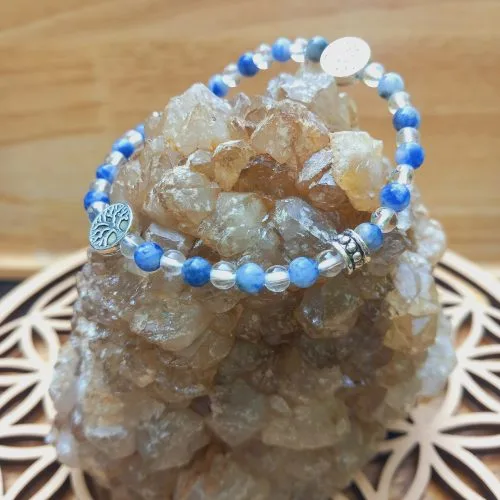 bracelet en pierre naturelle fait main en sodalite et cristal de roche