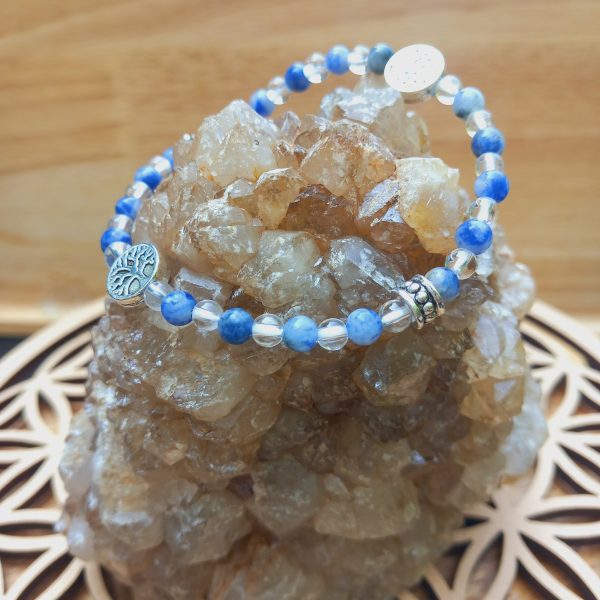 bracelet en pierre naturelle fait main en sodalite et cristal de roche