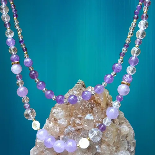 lame-agit-collier-pierre-naturelle-amethyste collier pierre naturelle double rang en améthyste et cristal de roche